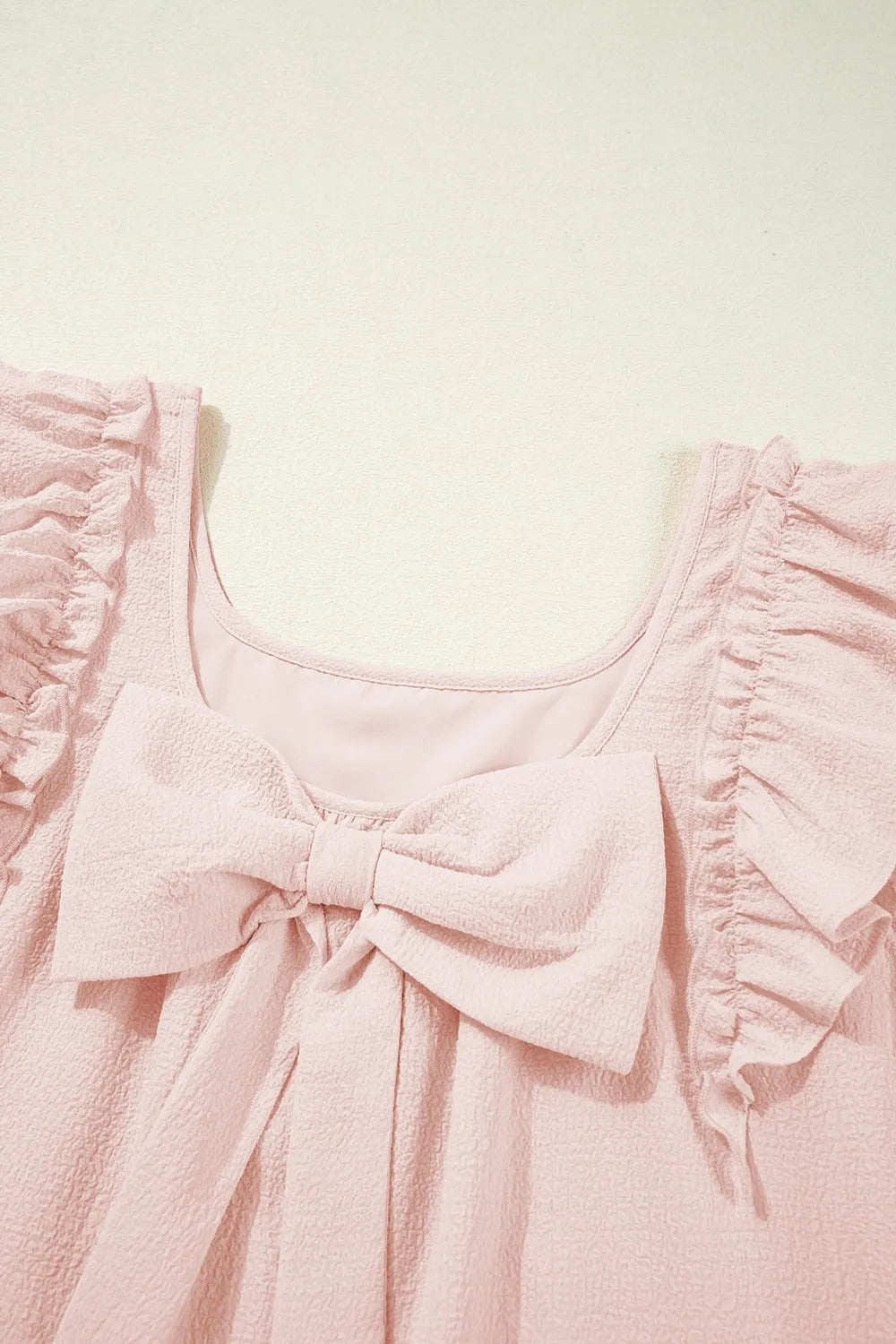 Ruffle Sleeve Bow Back Mini Dress OutfitFlow