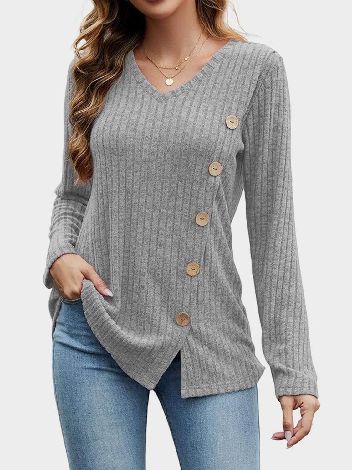 Outfit Flow - V-Neck Long Sleeve T-Shirt