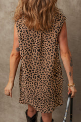 Outfit Flow - Leopard Johnny Collar Sleeveless Mini Dress