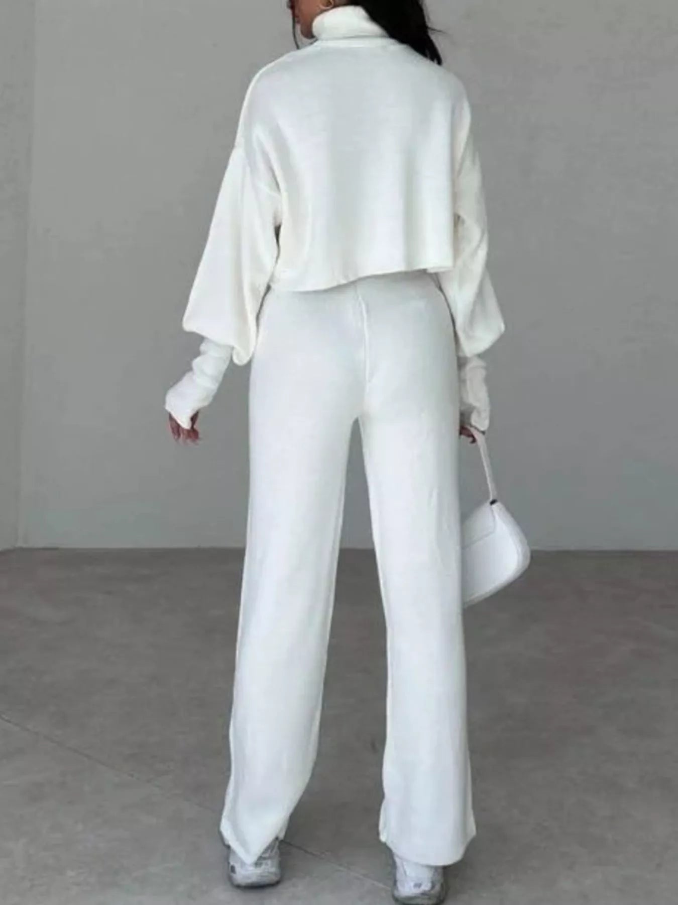 Turtleneck Long Sleeve Top & Pants Set OutfitFlow