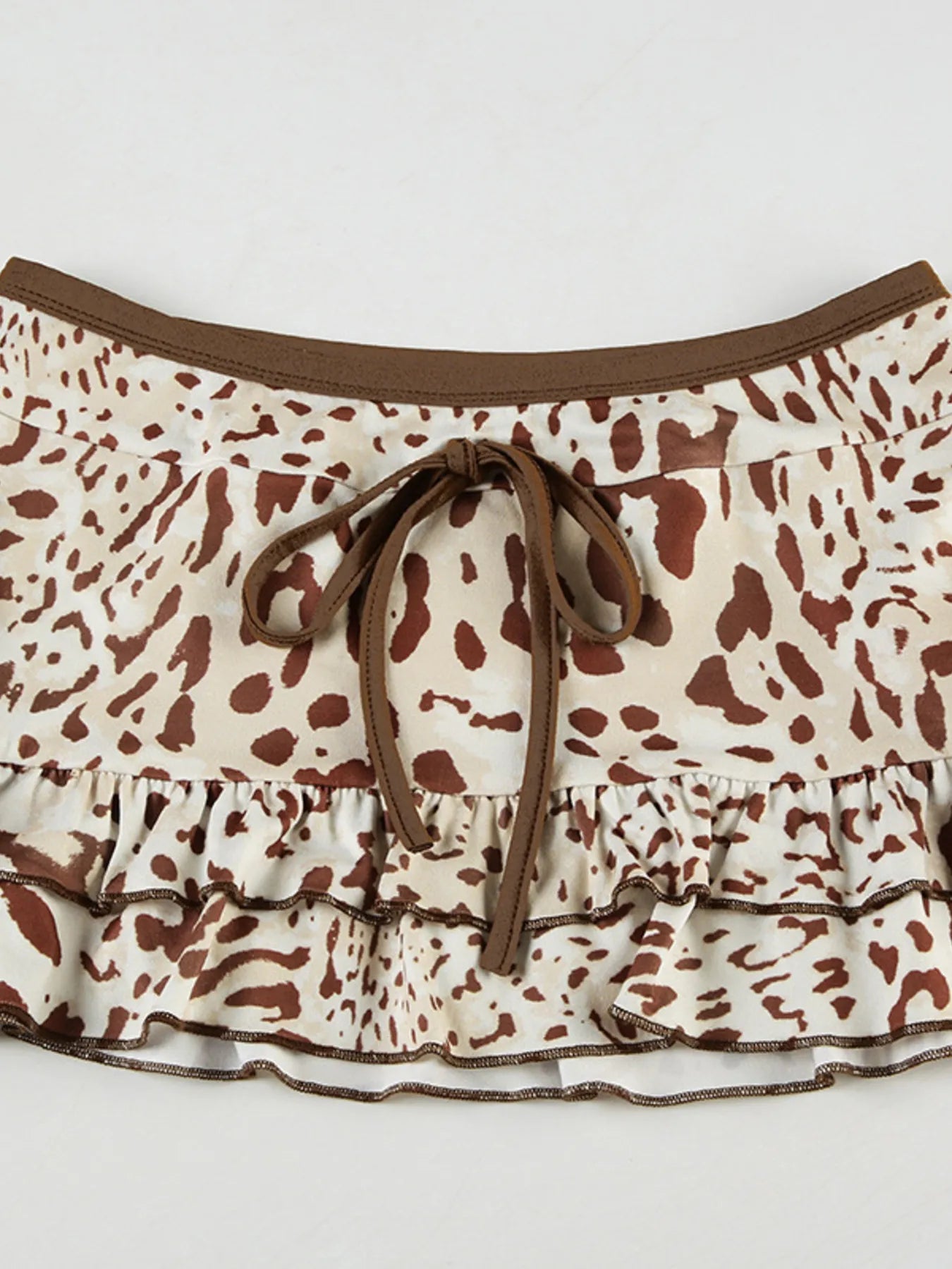 Leopard Print Strapless Top and Skirt Two-Piece Set OutfitFlow