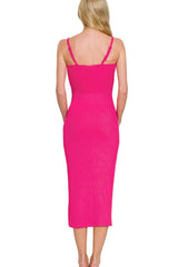 Zenana Ribbed Bodycon Midi Dress OutfitFlow