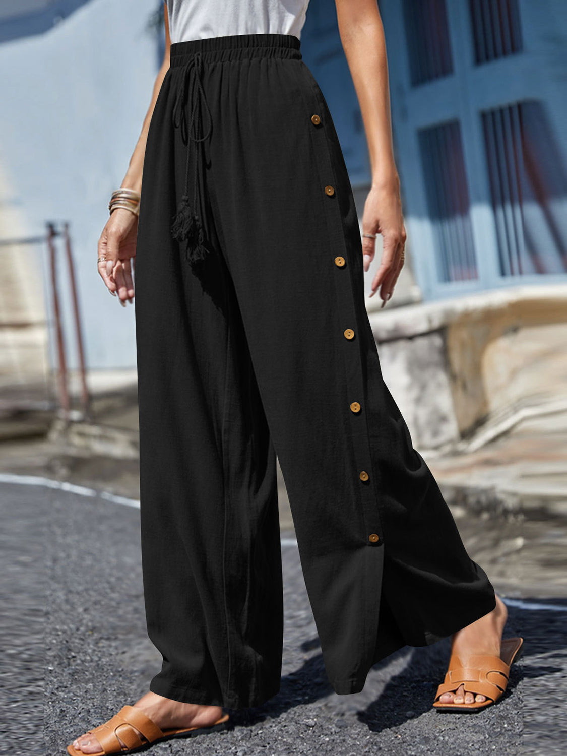 Outfit Flow - Full Size Tassel Wide Leg Pants