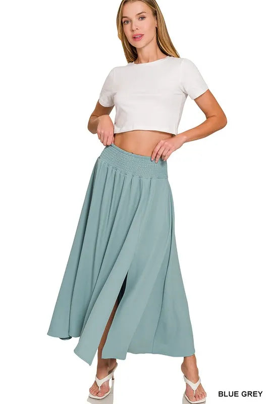 Zenana Heavy Woven Span Crop Tee & Skirt Set OutfitFlow