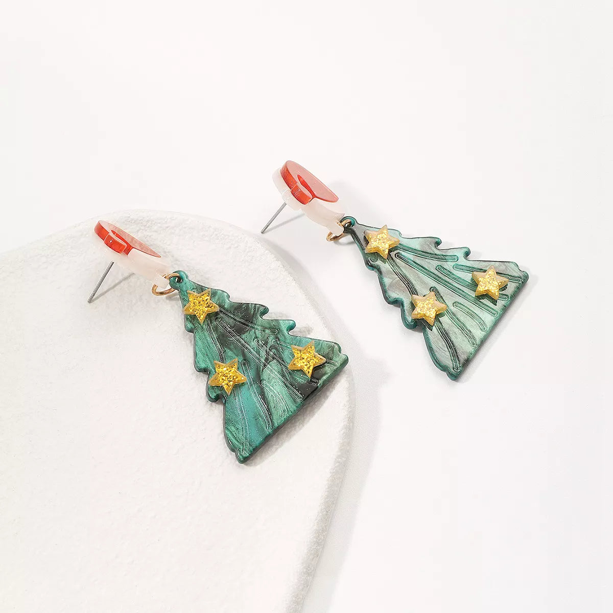 Acrylic Resin Christmas Tree Drop Earrings OutfitFlow