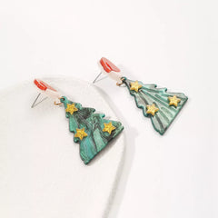 Acrylic Resin Christmas Tree Drop Earrings OutfitFlow