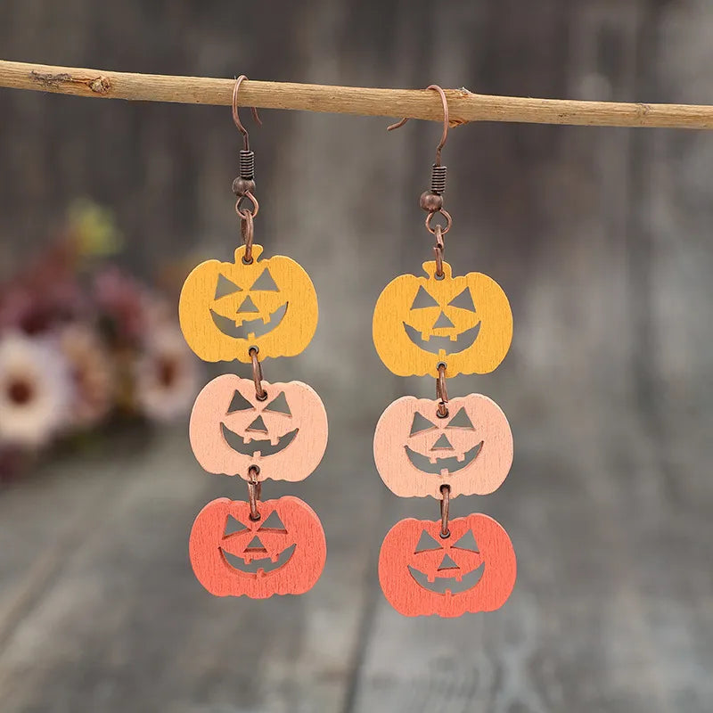 Wooden Contrast Pumpkin Earrings OutfitFlow