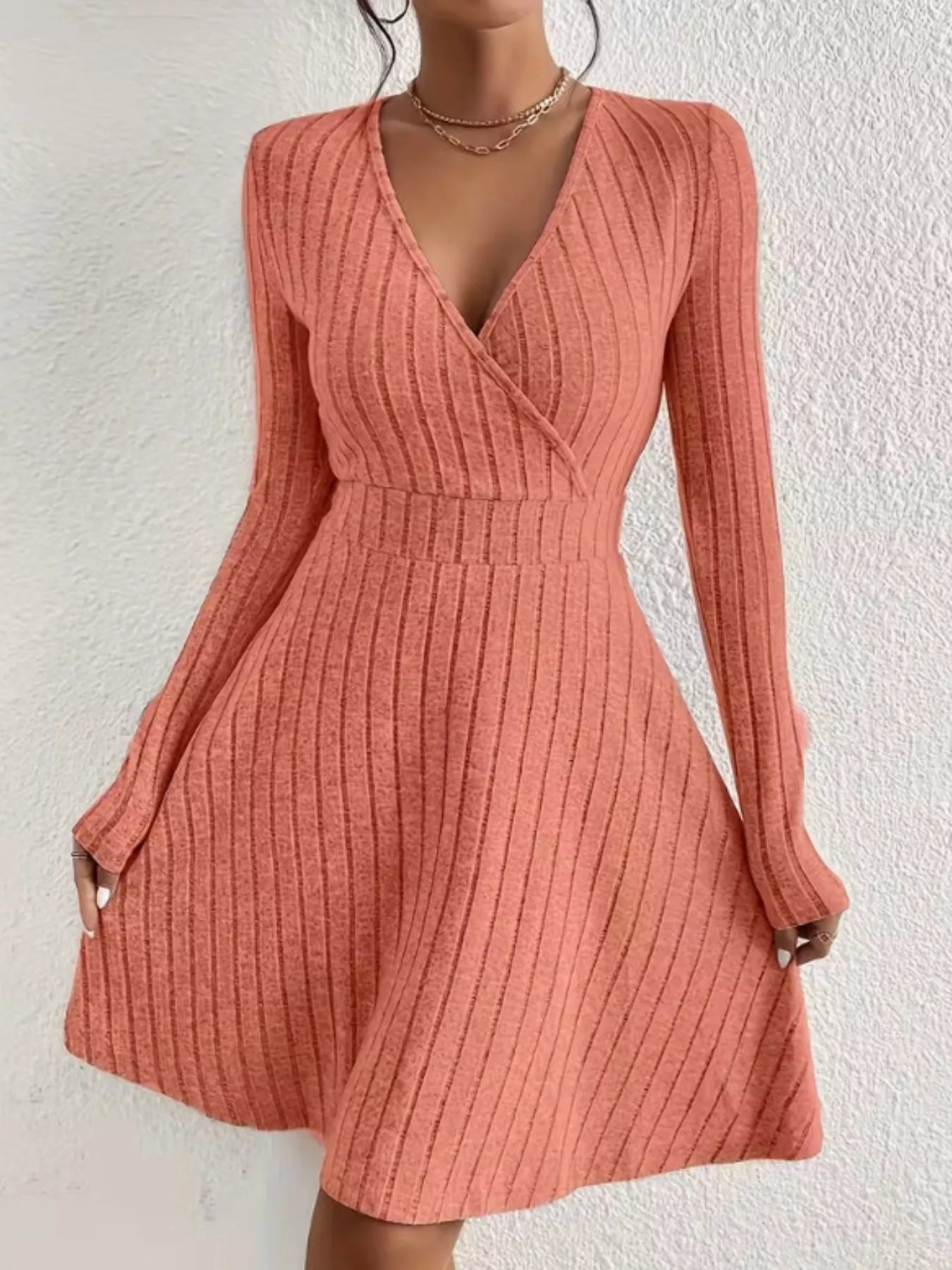 Ribbed Knit Wrap Mini Dress OutfitFlow