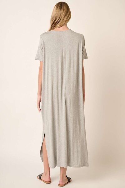 Mittoshop Side Slit Round Neck Short Sleeve Dress OutfitFlow