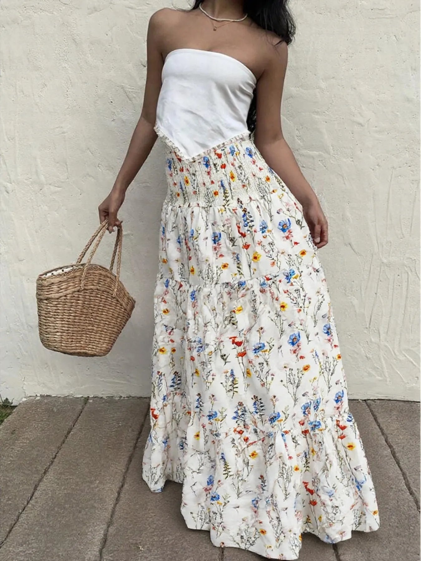 Floral Tiered Maxi Skirt OutfitFlow