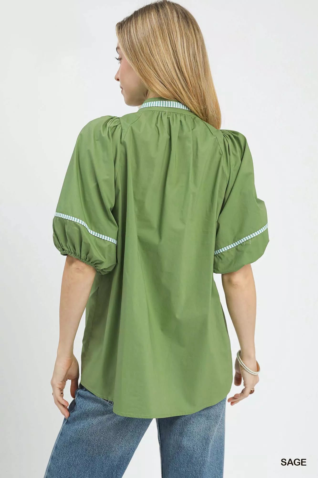 Umgee Embroidered Floral Puff Sleeve Top OutfitFlow