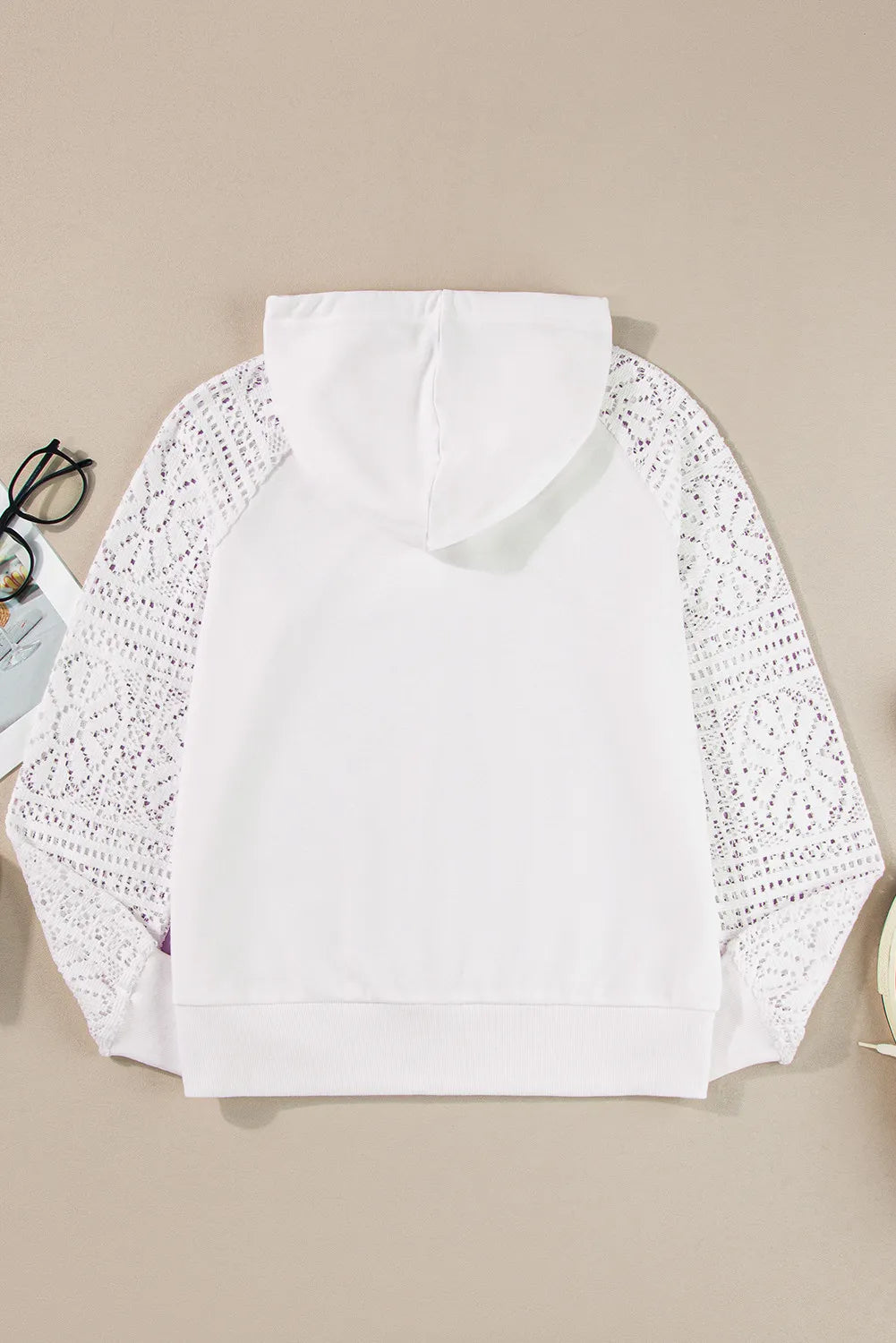 Outfit Flow - Drawstring Openwork Long Sleeve Hoodie