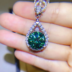 10 Carat Moissanite 925 Sterling Silver Teardrop Shape Necklace Silver One Size OutfitFlow