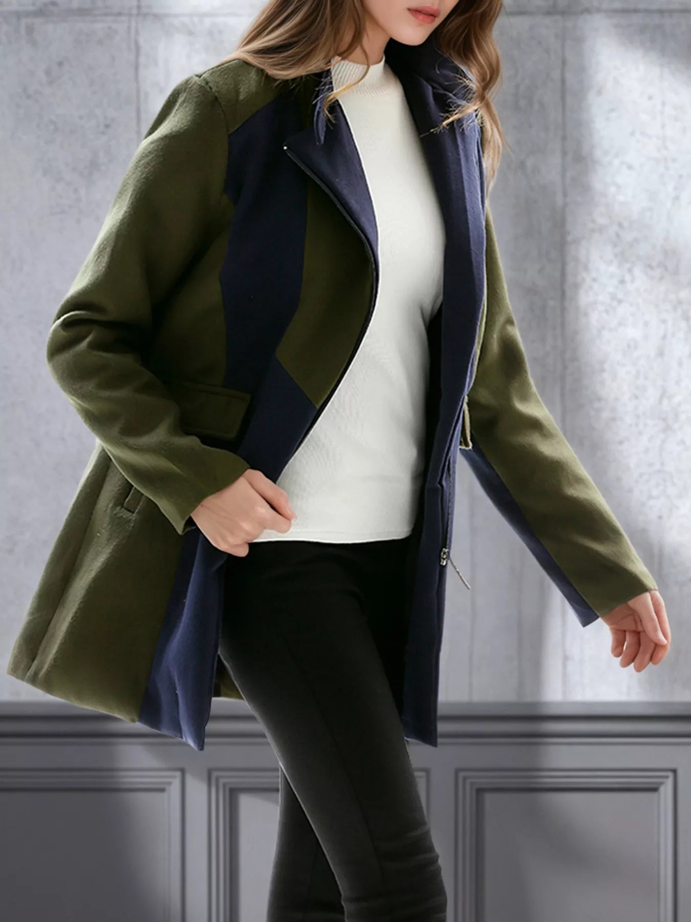 Color Block Zip Up Outerwear OutfitFlow