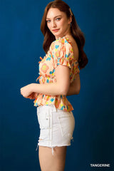 Umgee Floral Smocked Peplum Blouse OutfitFlow
