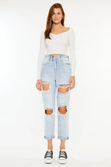 Kancan Open Pack Paperbag Mom Jeans OutfitFlow