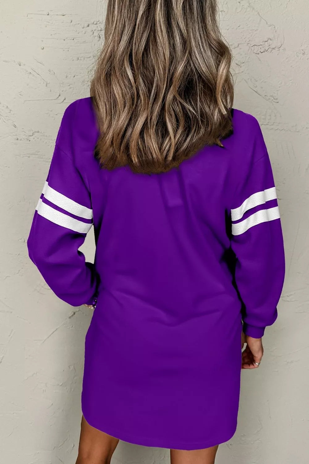 Stripe Long Sleeve Casual Sweatshirt Dress OutfitFlow