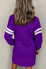 Stripe Long Sleeve Casual Sweatshirt Dress OutfitFlow