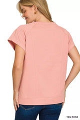 Zenana Textured Knit Jacquard Short Sleeve Top OutfitFlow