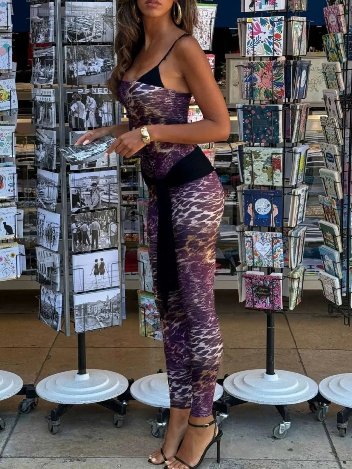 Leopard Spaghetti Strap Jumpsuit OutfitFlow