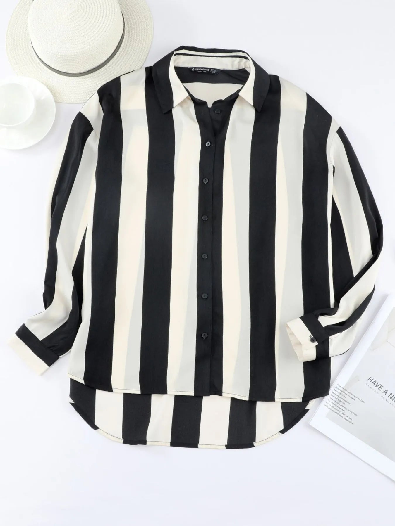 Striped Relaxed Button Up Shirt OutfitFlow