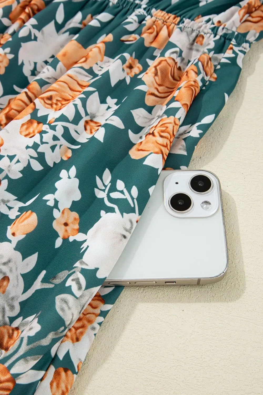 Floral Print Trimmed V Neck Tie Waist Sleeveless Dress OutfitFlow