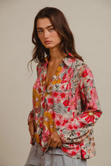 BiBi Woven Floral Printed Shirt Top OutfitFlow