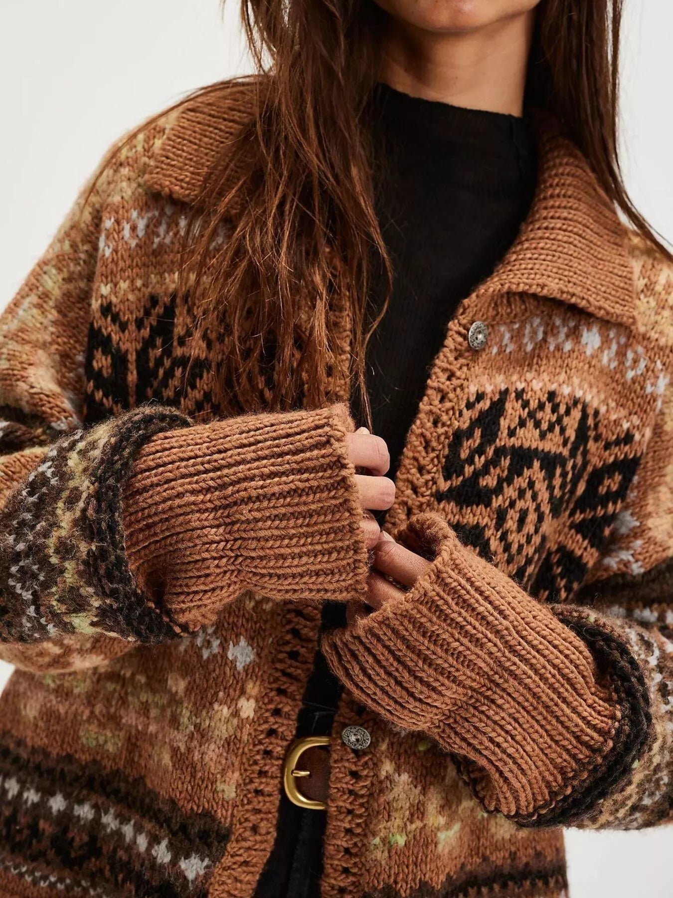 Vintage Button Up Knit Cardigan OutfitFlow