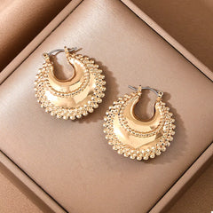 18K Gold-Plated Alloy Crescent Moon Hoop Earrings OutfitFlow