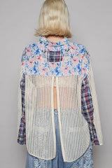 POL Floral Slit Back Plaid Patchwork Shirt OutfitFlow