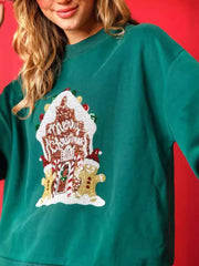 Christmas Sequin Round Neck Sweatshirt OutfitFlow