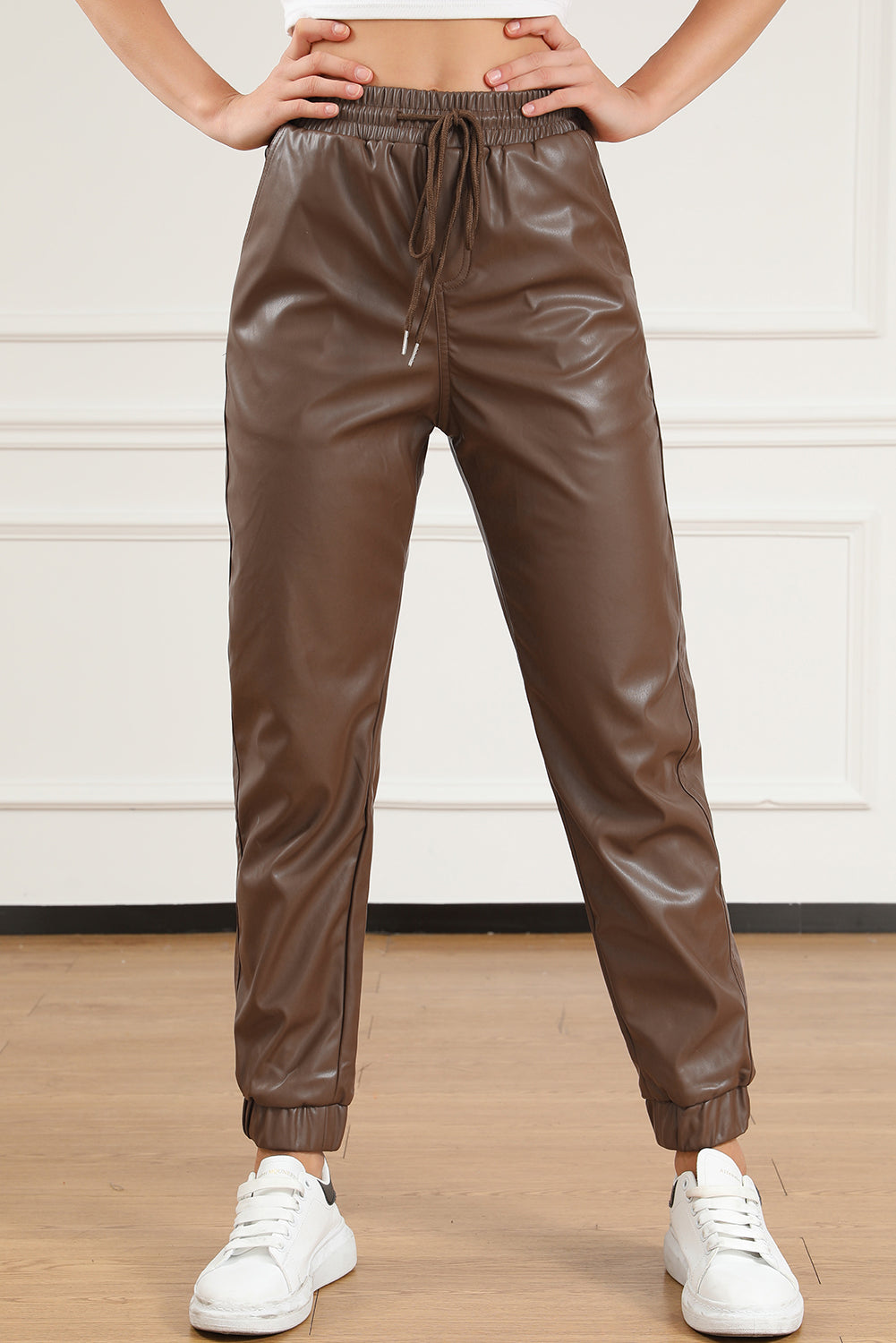 Outfit Flow - Drawstring PU Leather Pants