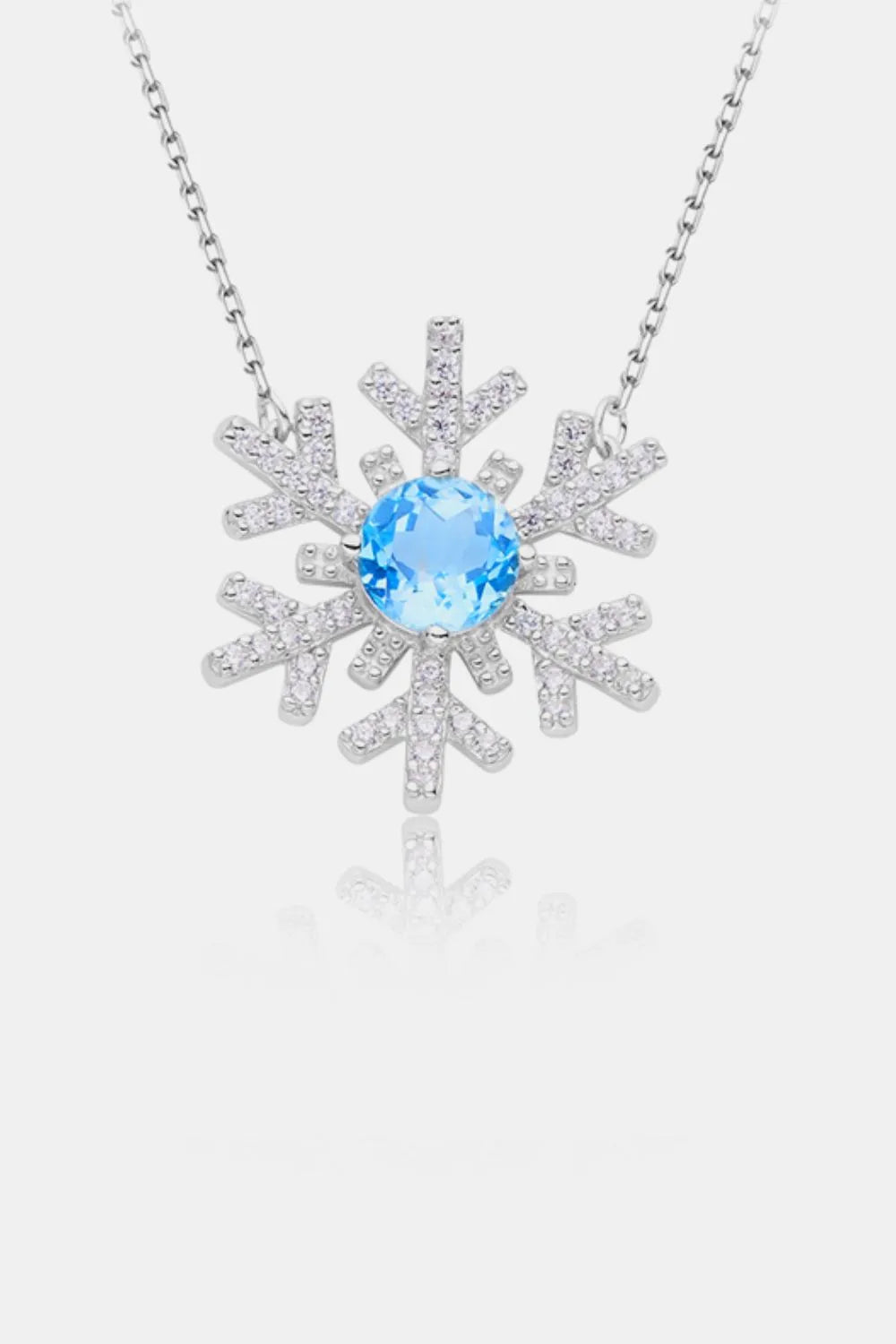 925 Sterling Silver Topaz Snowflake Shape Necklace OutfitFlow
