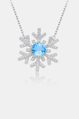 925 Sterling Silver Topaz Snowflake Shape Necklace OutfitFlow