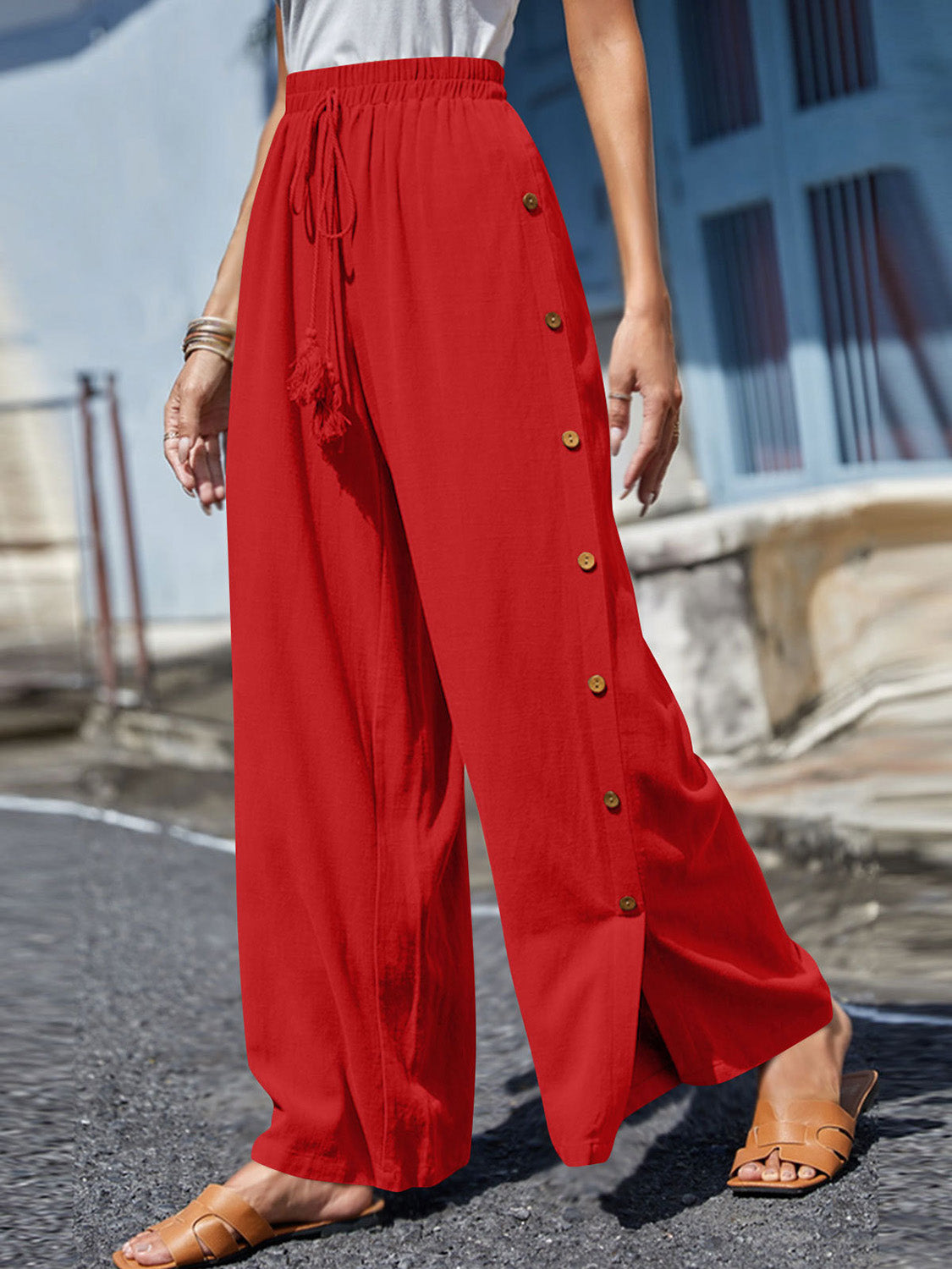 Outfit Flow - Full Size Tassel Wide Leg Pants