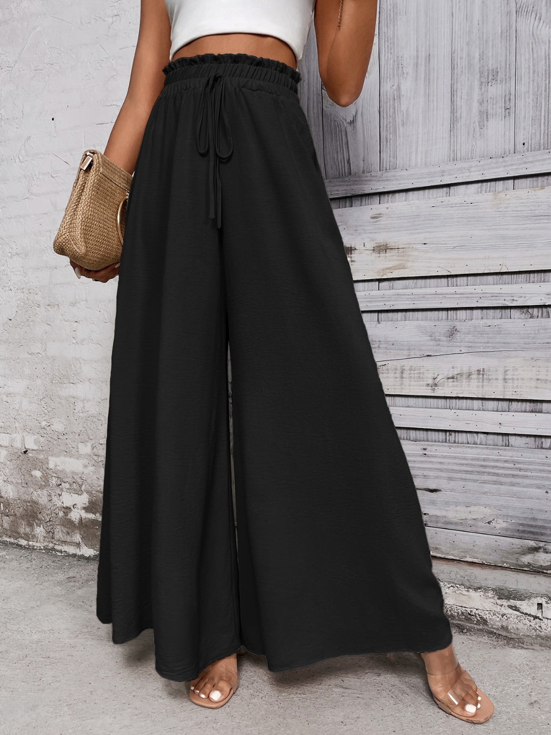 Outfit Flow - Honey Tied High Waist Wide Leg Pants