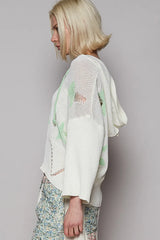 POL Distressed Lace-Up Star Pattern Hooded Hooded Sweater OutfitFlow