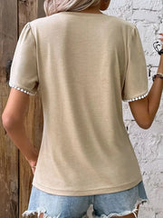 Full Size Round Neck Petal Sleeve Blouse Plus Size OutfitFlow