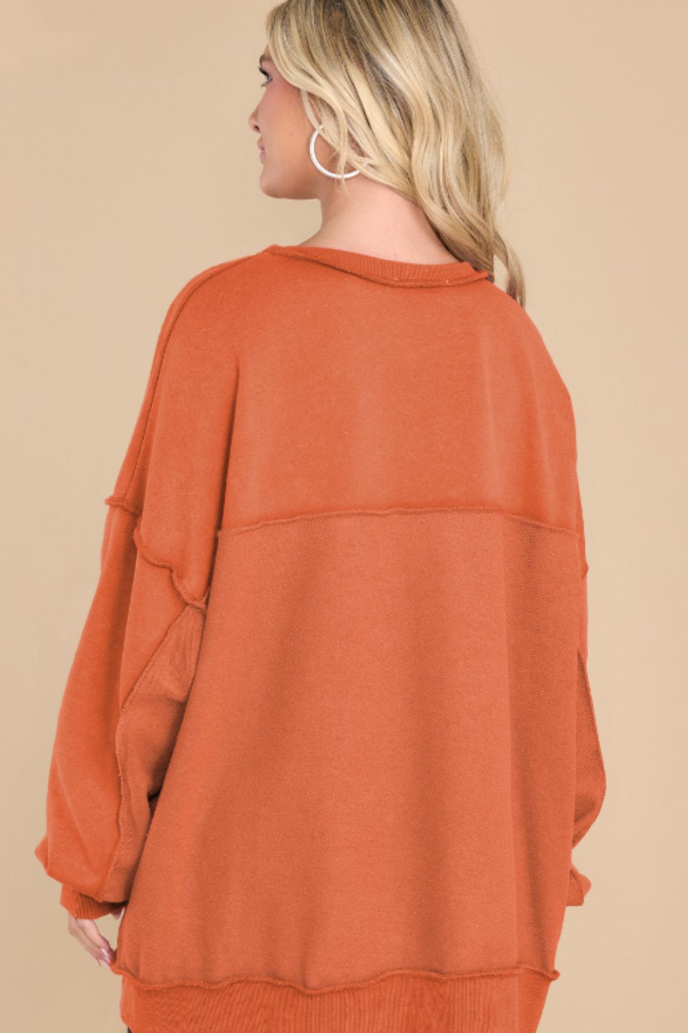 Outfit Flow - Exposed Seam Long Sleeve Sweatshirt