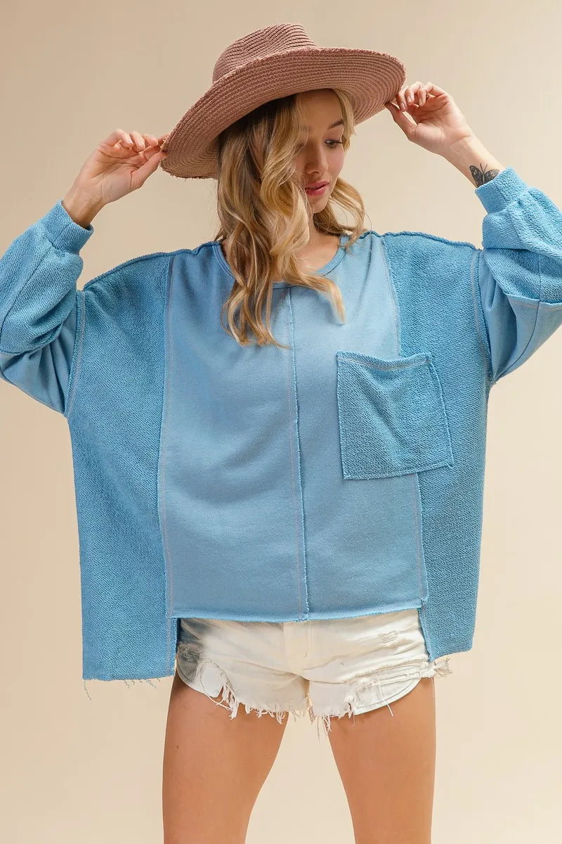 BiBi Oversized Pocket Front Sweatshirt OutfitFlow