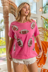 BiBi Game Day Sequins Patched Half Sleeves Top OutfitFlow