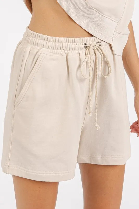 Mittoshop French Terry Crew Neck Top and Shorts Set OutfitFlow