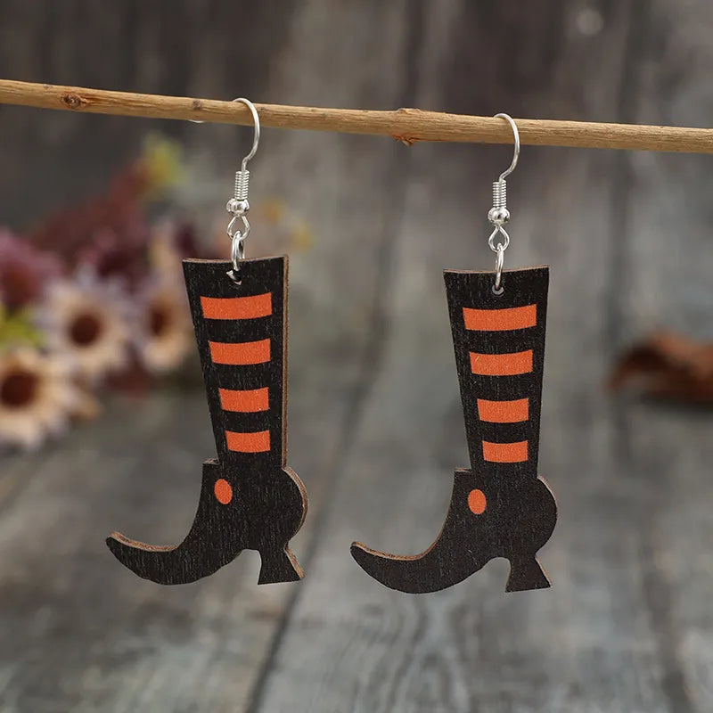 Alloy Wooden Boots Earrings OutfitFlow
