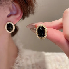 Alloy Gemstone Stud Earrings Gold One Size OutfitFlow