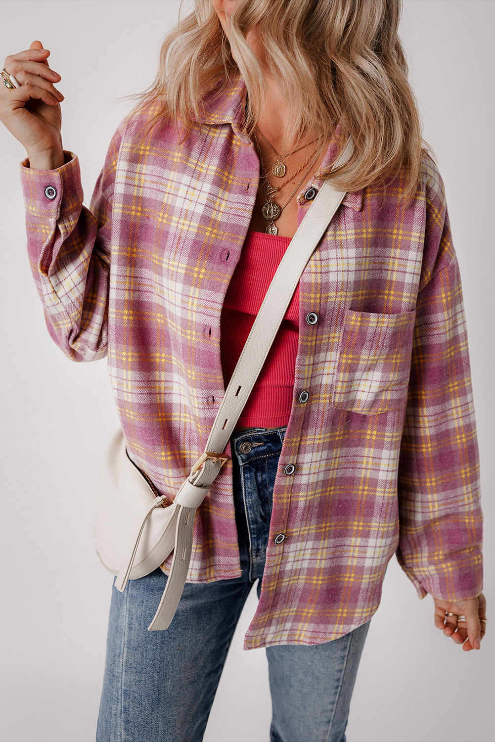 Outfit Flow - Plaid Collared Neck Button Up Jacket