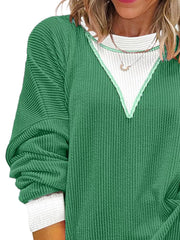 Contrast Dropped Shoulder Sweatshirt OutfitFlow