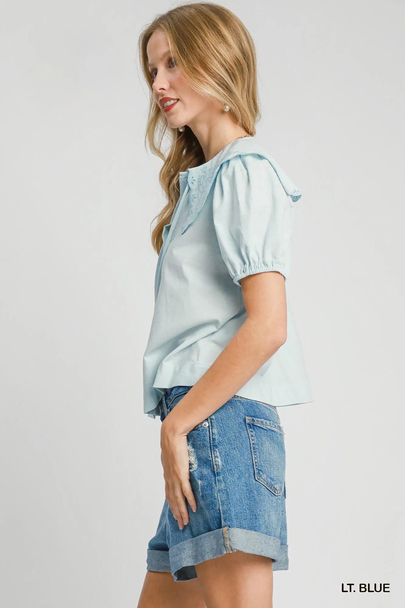 Umgee Tied Collared Short Sleeve Button Down Shirt Trendsi