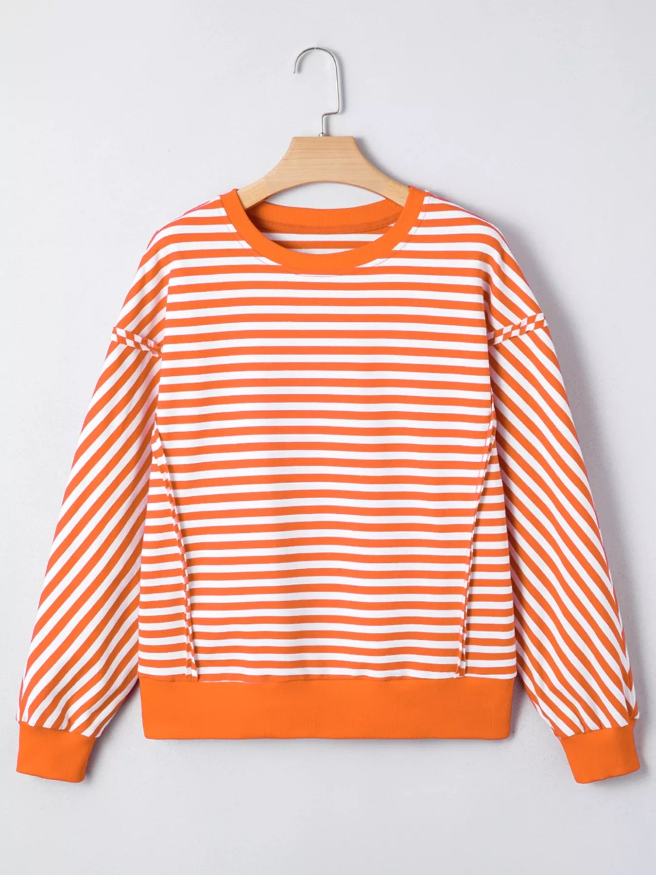 Striped Long Sleeve Casual Sweatshirt OutfitFlow