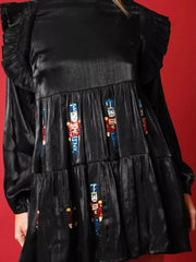 Christmas Ruffled Nutcracker Long Sleeve Dress OutfitFlow