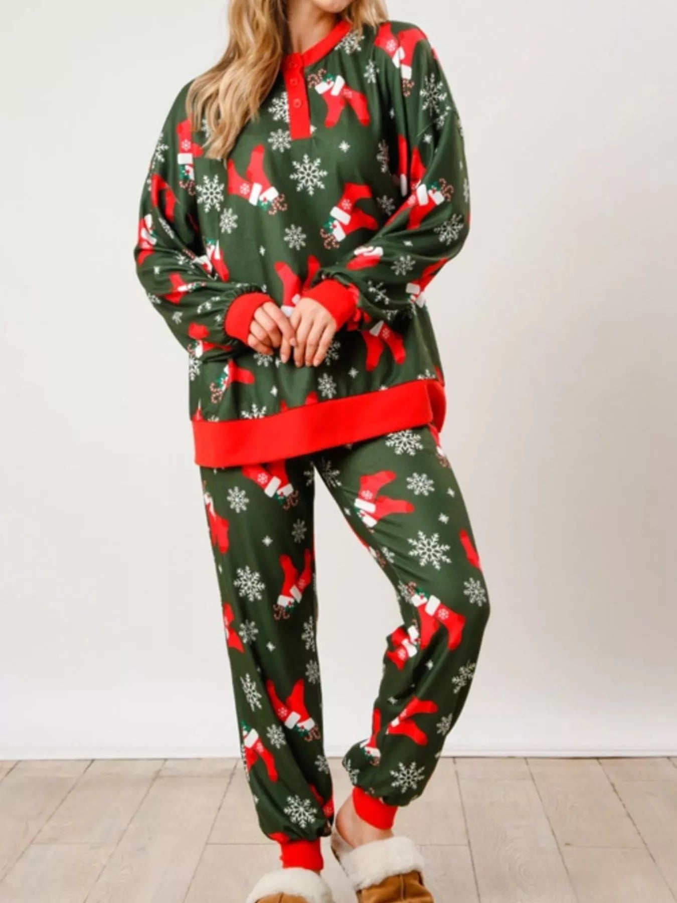 Christmas Long Sleeve Top and Pants Lounge Set OutfitFlow
